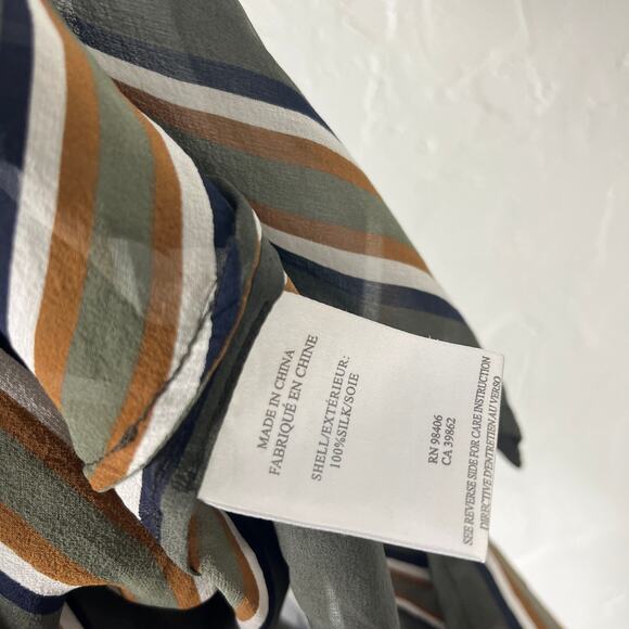 Theory Womens Shirt L Pinga Silk Designer Tunic Stripe Sheer Sleeveless B4-28 - Picture 6 of 6